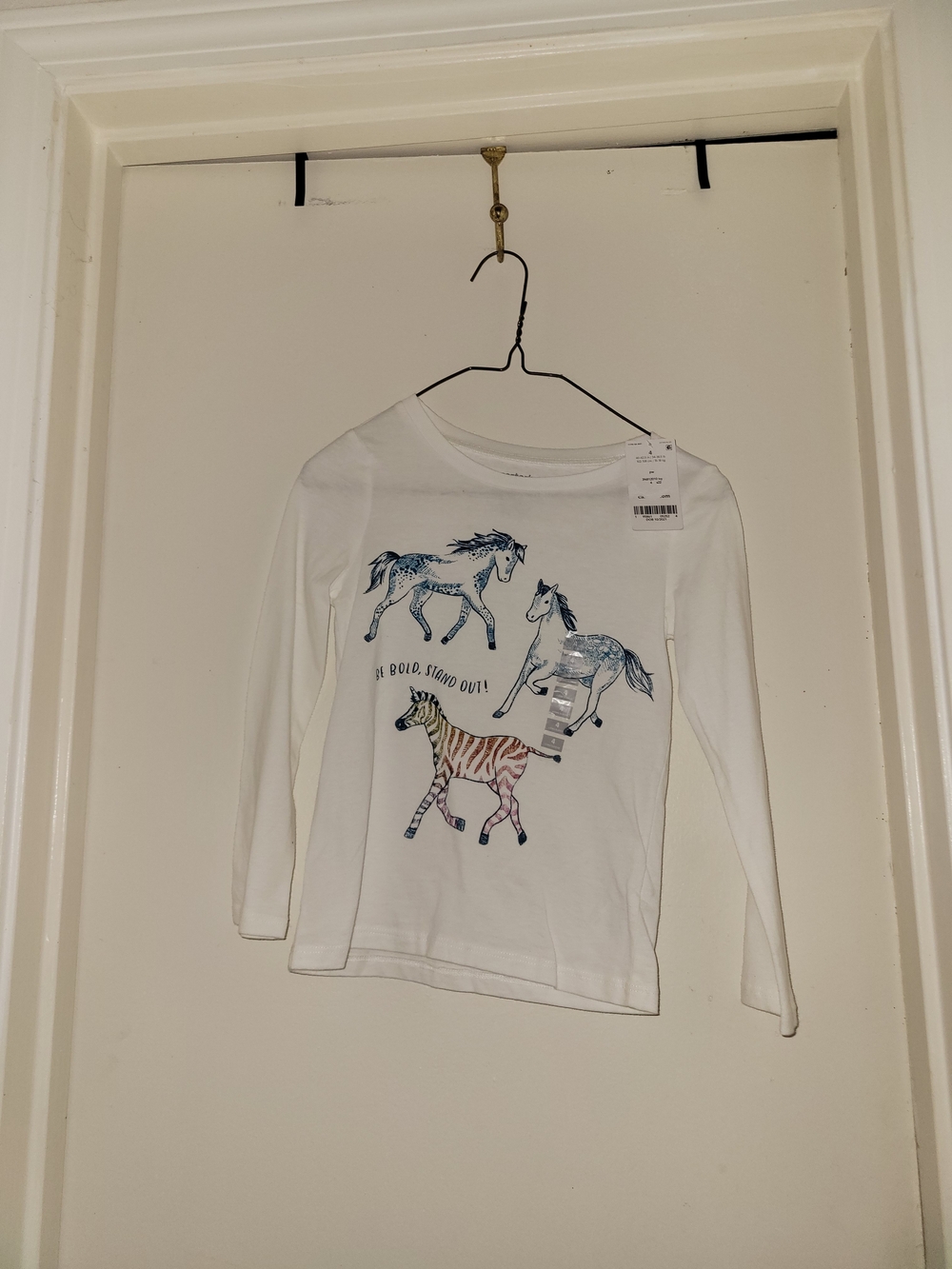 Carter's White Long-Sleeve Tee with Horse & Zebra Graphics